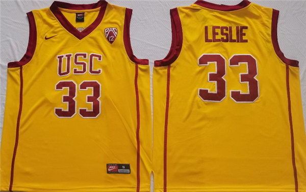 Men's USC Trojans #33 Lisa Leslie Yellow Stitched Jersey