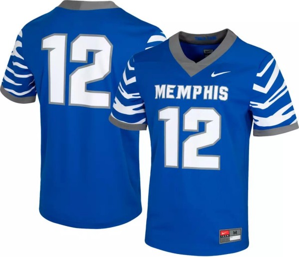 Men's Memphis Tigers #12 Blue Stitched Football Jersey