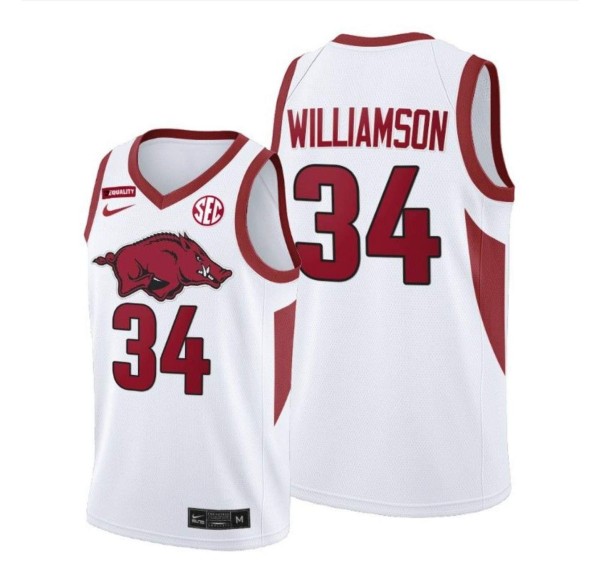 Men's Arkansas Razorbacks #34 Corliss Williamson White 2021 Stitched Jersey