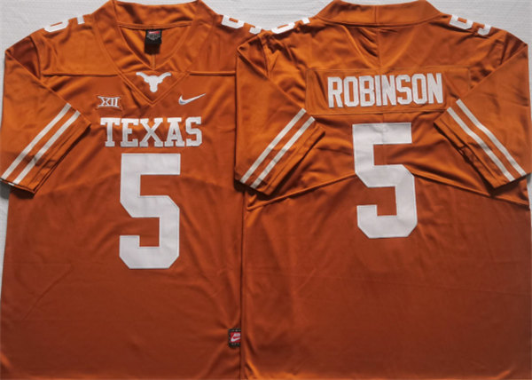 Men's Texas Longhorns #5 ROBINSON Orange Stitched Jersey