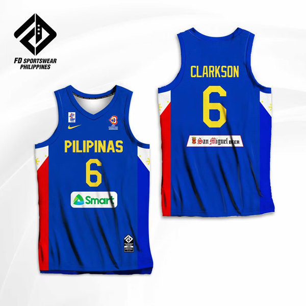 Men's Gilas Pilipinas #6 Jordan Clarkson 2022 World Cup Royal Stitched Basketball Jersey