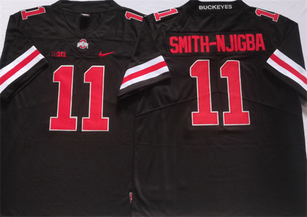 Men's Ohio State Buckeyes #11 SMITH-NJIGBA Black Stitched Jersey