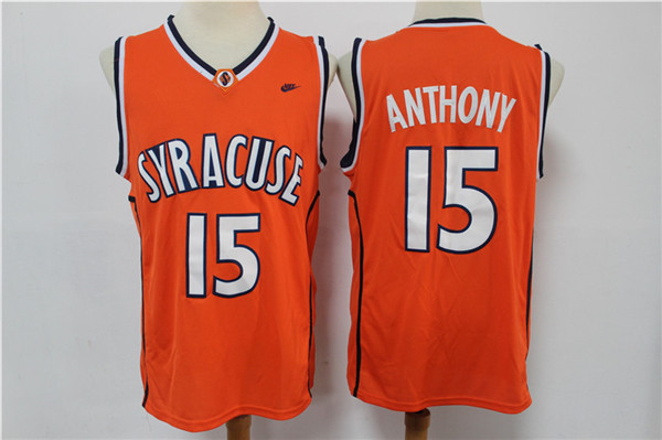 Syracuse Orange #15 Carmelo Anthnoy Orange Basketball Stitched Jersey