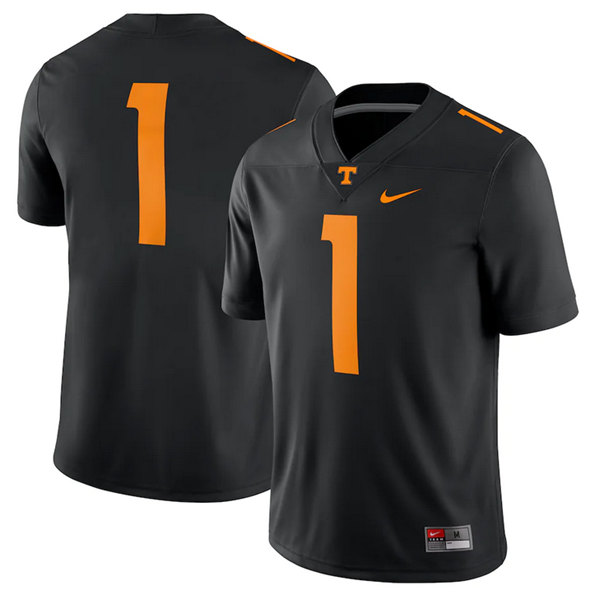 Men's Tennessee Volunteers #1 Black Stitched Game Jersey