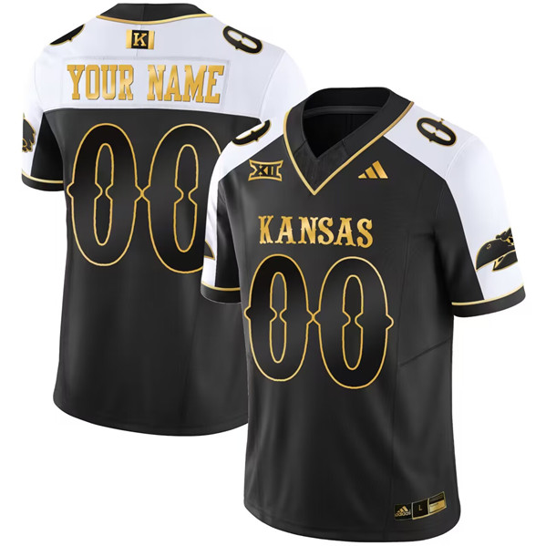 Men's Kansas Jayhawks ACTIVE PLAYER Custom Black Gold 2023 F.U.S.E. Vapor Limited Stitched Jersey