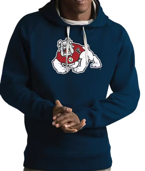Men's Fresno State Bulldogs Navy Antigua Victory Pullover Hoodie