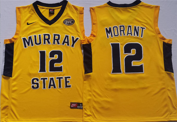 Men's Murray State Racers #12 Ja Morant Yellow Stitched Jersey