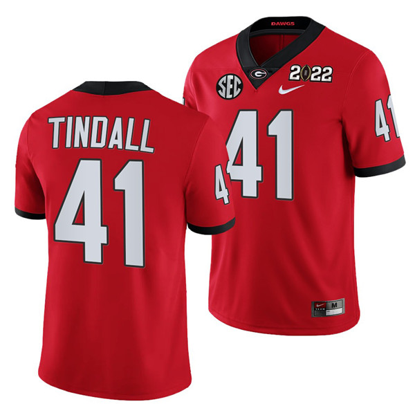 Men's Georgia Bulldogs #41 Channing Tindall 2022 Patch Red College Football Stitched Jersey