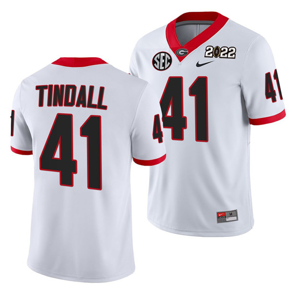 Men's Georgia Bulldogs #41 Channing Tindall 2022 Patch White College Football Stitched Jersey