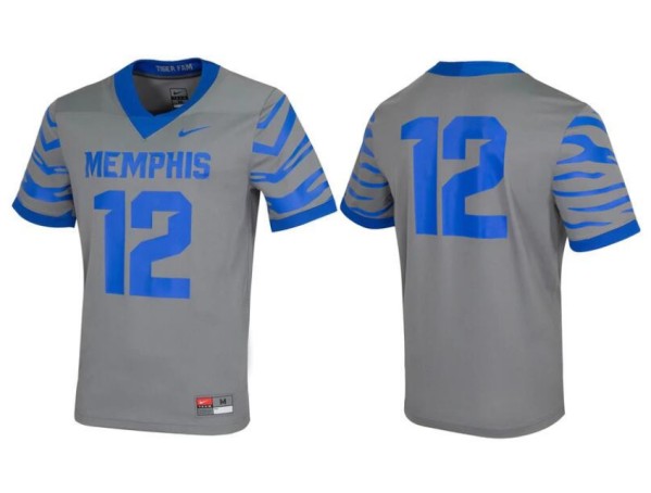 Men's Memphis Tigers #12 Gray Stitched Football Jersey