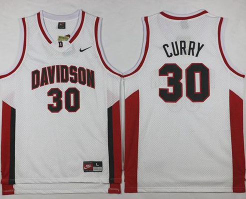 Men's Davidson Wildcats #30 Stephen Curry White Basketball Stitched Jersey