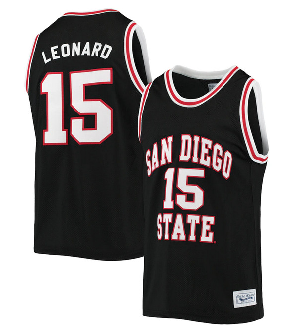 Men's San Diego State Aztecs #15 Kawhi Leonard Black Basketball Stitched NCAA Jersey