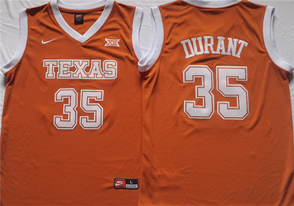 Men's Texas Longhorns #35 Kevin Durant Orange Stitched Jersey