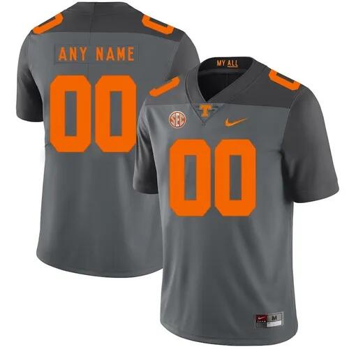 Men's Tennessee Volunteers Custom Name Number Gray College Stitched Football Jersey