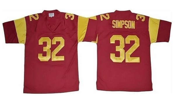 Men's USC Trojans #32 O.J. Simpson Red Throwback Stitched Jersey
