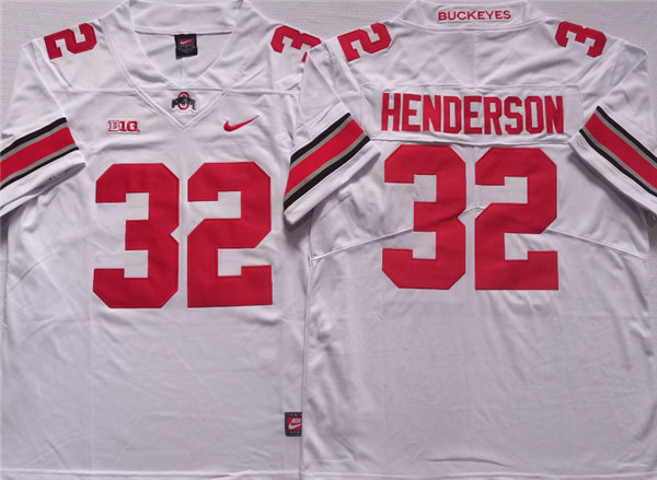 Men's Ohio State Buckeyes #32 HENDERSON White Stitched Jersey