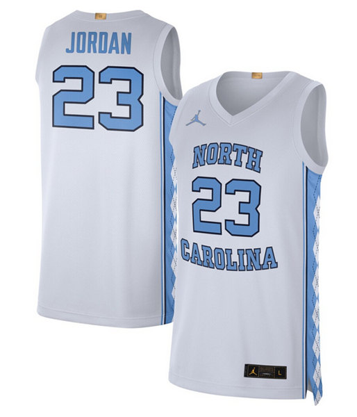 Men's North Carolina Tar Heels #23 Michael Jordan White Stitched Jersey ...