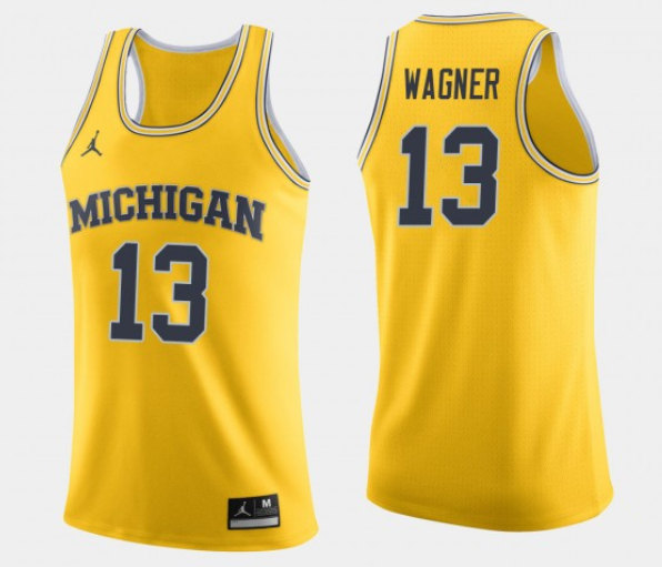 Wolverines Michigan #13 Moritz Wagner Yellow College Stitched Jersey