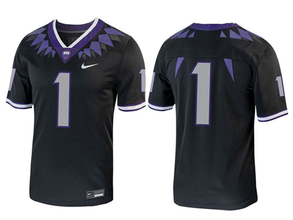 Men's TCU Horned Frogs #1 Black Stitched Game Jersey