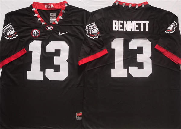 Men's Georgia Bulldogs #13 BENNETT Black College Football Stitched Jersey