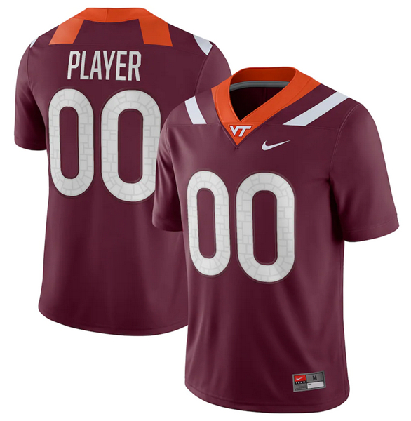 Men's Virginia Tech ACTIVE PLAYER Custom Maroon Stitched Football Jersey