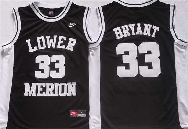Men's Lower Merion #33 Kobe Bryant Black Stitched Jersey