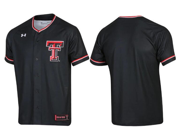 Men's Texas Tech Red Raiders Black Baseball Jersey