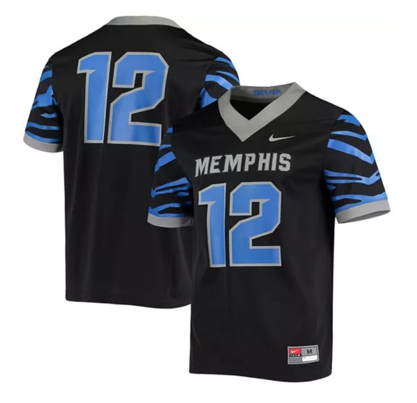 Men's Memphis Tigers #12 Black Stitched Football Jersey