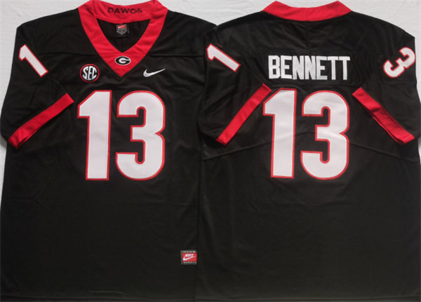 Men's Georgia Bulldogs #13 BENNETT Black College Football Stitched Jersey