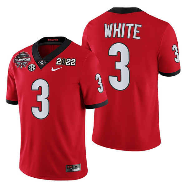 Men's Georgia Bulldogs #3 Zamir White 2021/22 CFP National Champions Red College Football Stitched Jersey