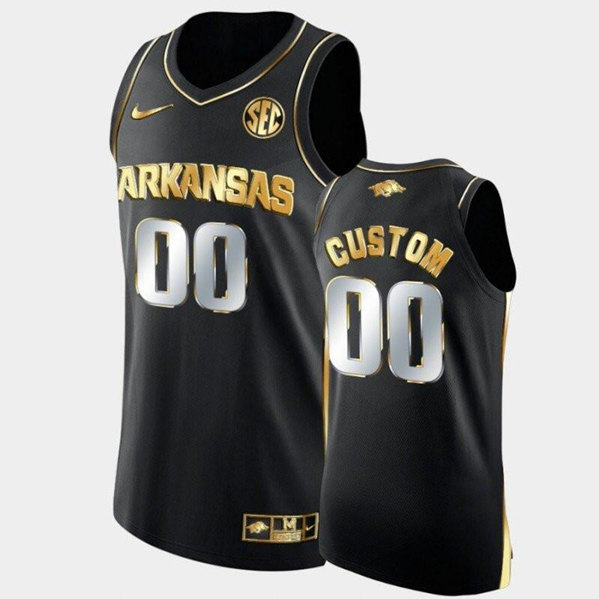 Men's Arkansas Razorbacks Custom Black/Golden Stitched Basketball Jersey