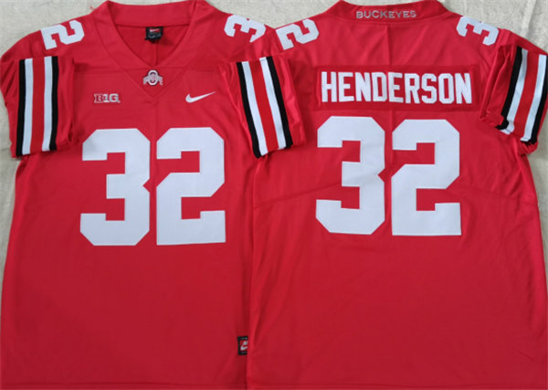 Men's Ohio State Buckeyes #32 HENDERSON Red Stitched Jersey
