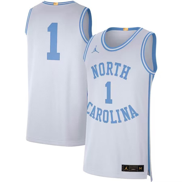 Men's North Carolina Tar Heels #1 White Stitched Jersey
