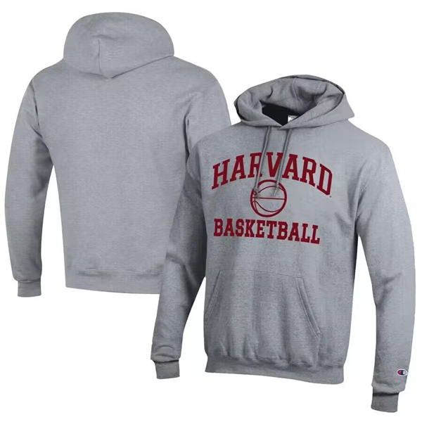 Men's Harvard Crimson Champion Icon Logo Gray Basketball Pullover Hoodie