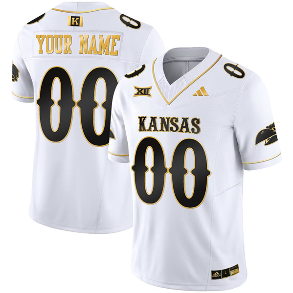 Men's Kansas Jayhawks ACTIVE PLAYER Custom White Gold 2023 F.U.S.E. Vapor Limited Stitched Jersey