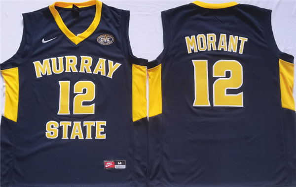 Men's Murray State Racers #12 Ja Morant Navy Stitched Jersey
