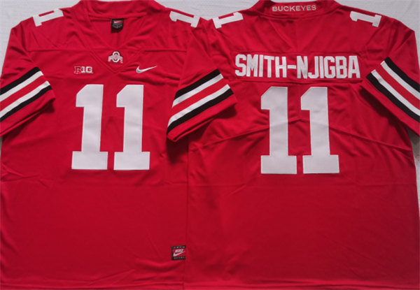 Men's Ohio State Buckeyes #11 SMITH-NJIGBA Red Stitched Jersey