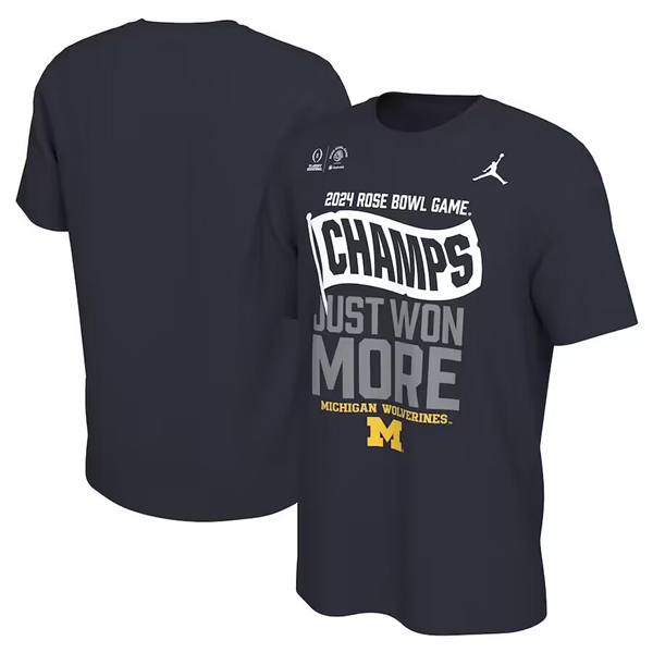 Men's Michigan Wolverines Navy 2024 Rose Bowl Champions Locker Room T-Shirt