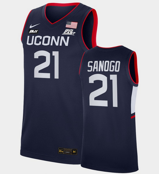 Men's Uconn Huskies #21 Adama Sanogo Navy Blue Basketball Stitched NCAA Jersey