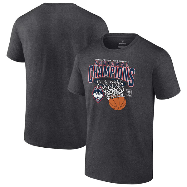 Men's UConn Huskies Charcoal Basketball National Champions Core T-Shirt