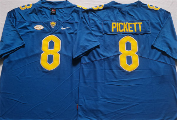 Men's Pittsburgh Panthers #8 PICKETT Blue Stitched Football Jersey