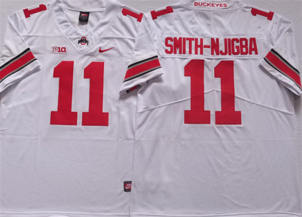 Men's Ohio State Buckeyes #11 SMITH-NJIGBA White Stitched Jersey