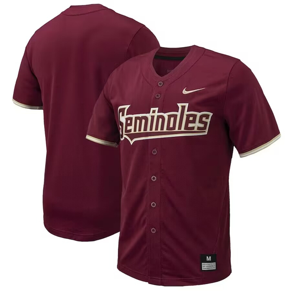 Florida State Seminoles Garnet Full-Button Baseball Stitched Jersey