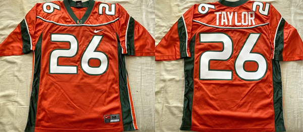 Men's Miami Hurricanes #26 Sean Taylor Orange 2001-03 Stitched Football Jerseys