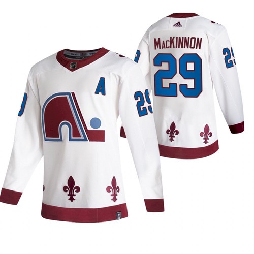 Men's Colorado Avalanche #29 Nathan MacKinnon 2020-21 White Reverse Retro Stitched NHL Jersey