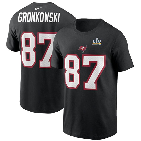 Men's Tampa Bay Buccaneers #87 Rob Gronkowski Black Super Bowl LV NFL T-Shirt