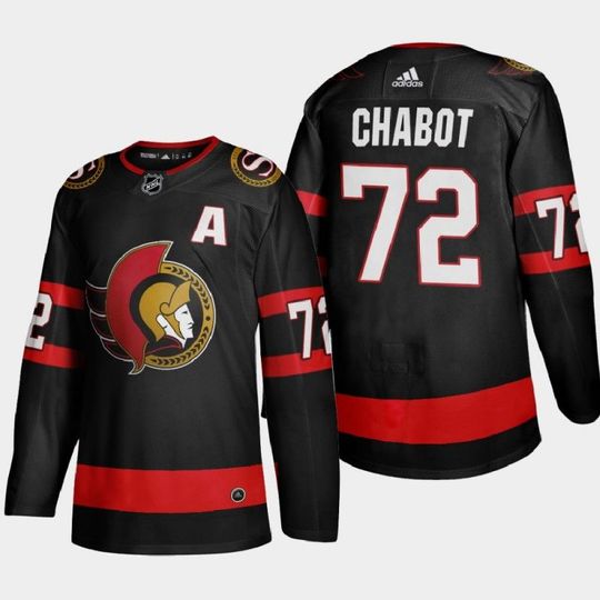 Men's Ottawa Senators #72 Thomas Chabot 2021 Black Stitched NHL Home Jersey