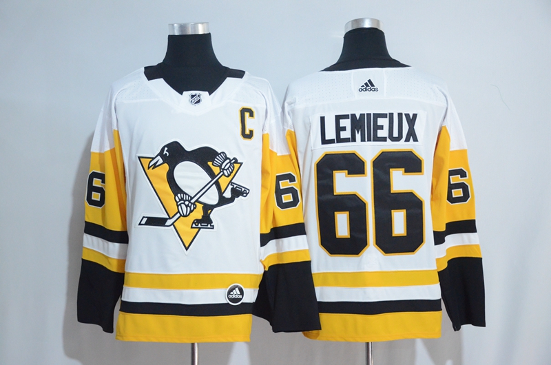 Men's Pittsburgh Penguins #66 Mario Lemieux Adidas White Road Authentic Stitched NHL Jersey