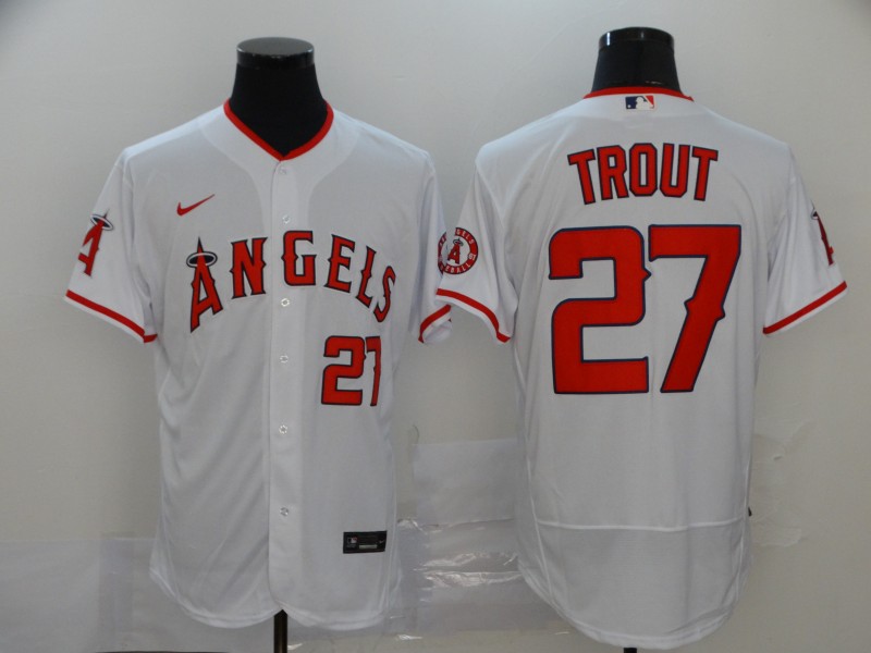 Men's Los Angeles Angels #27 Mike Trout 2020 White Flex Base Stitched MLB Jersey