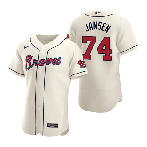 Men's Atlanta Braves #74 Kenley Jansen Cream Flex Base Stitched Baseball Jersey